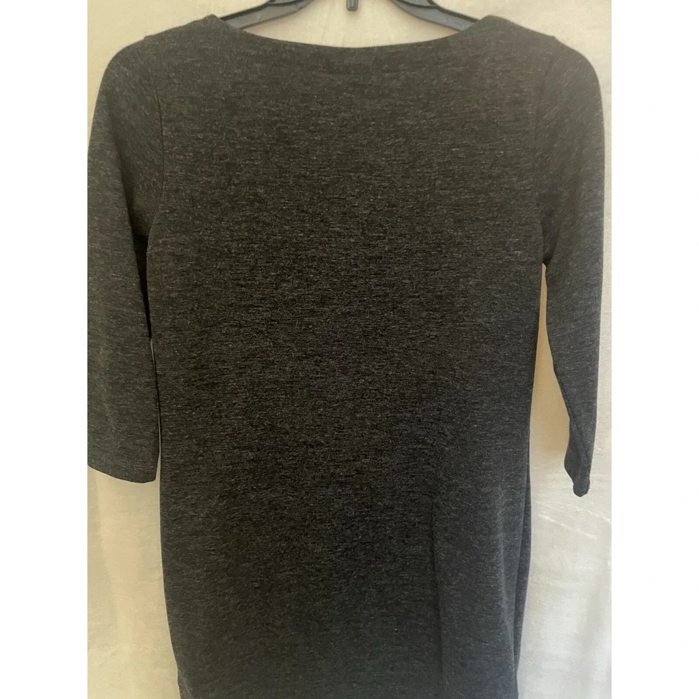 Adrienne Vittadini Gray Heathered‎ Shift Dress With Pockets Stretch Size Small